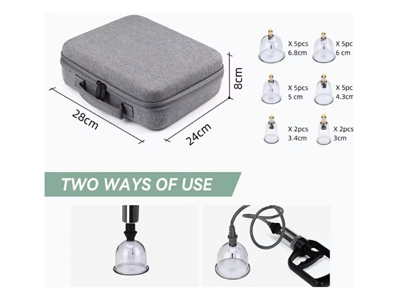 SET ZA CUPPING s pumpom, 24 plastičnih čaša, u torbi