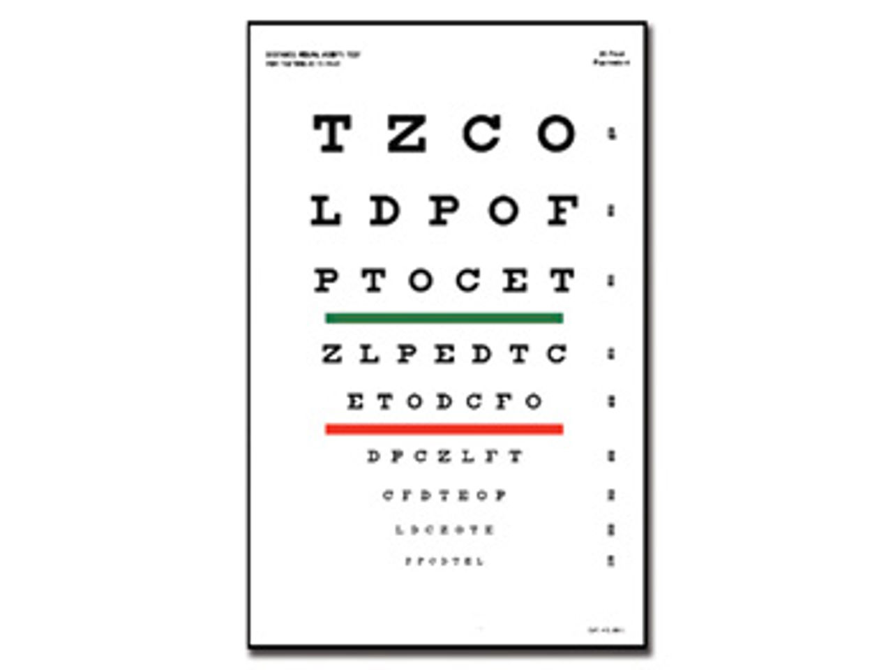SNELLEN OPTOMETRIJSKA TABLICA ZA KONTROLU VIDA, 3 m