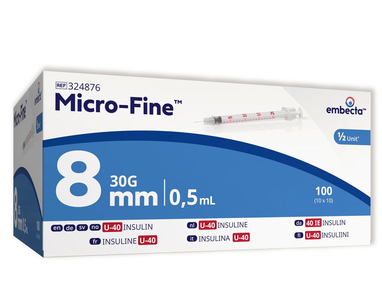 ŠPRICA INZULINSKA, 0.5 ml, s iglom 30G x 8 mm, EMBECTA II LLC, 100 kom.
