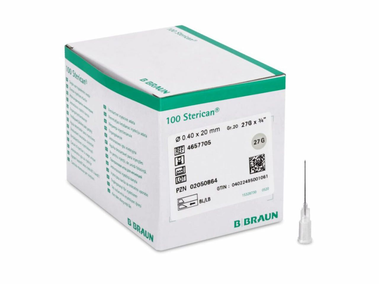 Sterican igle 27G, 0.40 x 20 mm, sive, B. BRAUN