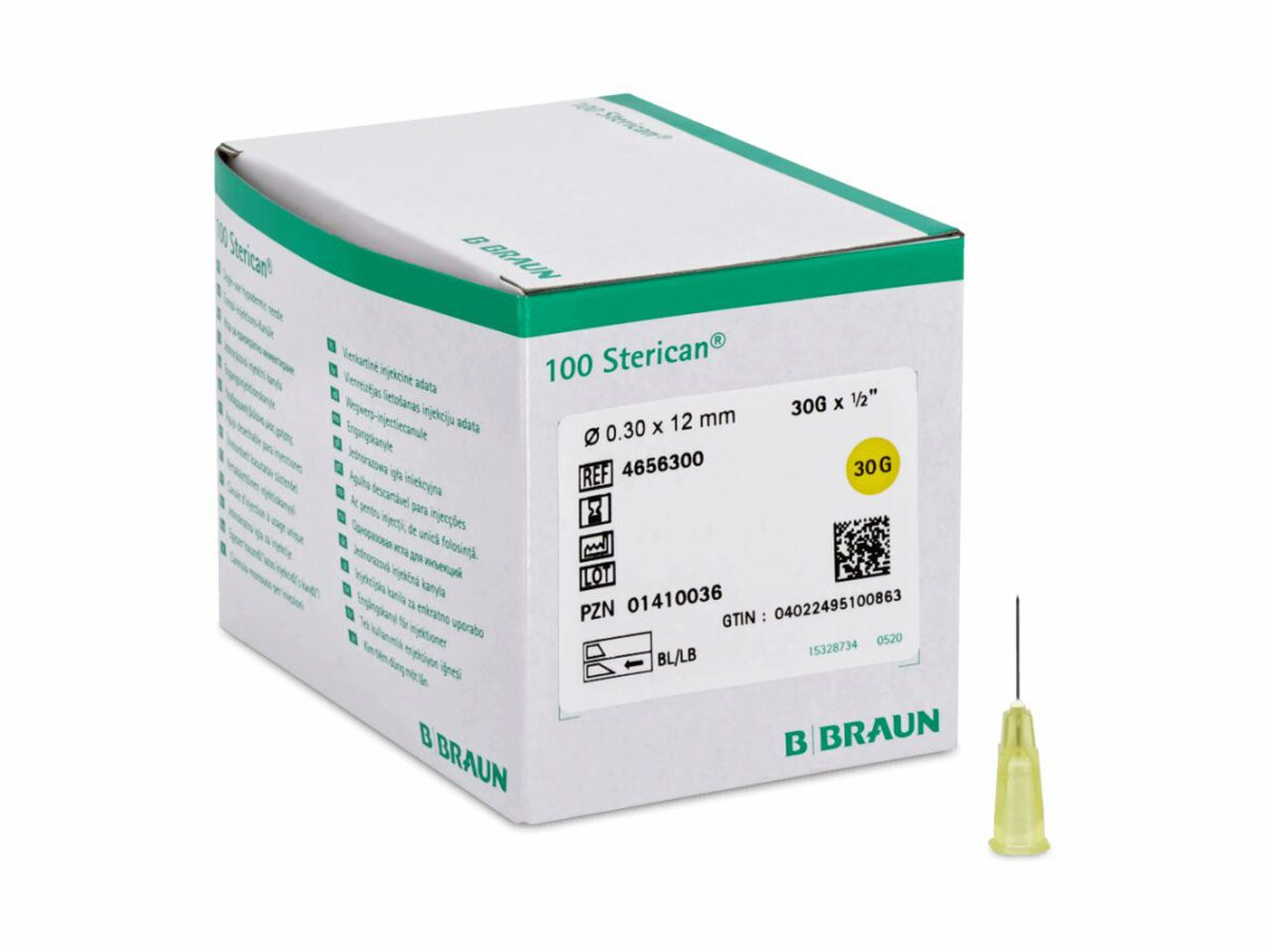 Sterican igle 30G, 0.30 x 12 mm, žute, B. BRAUN