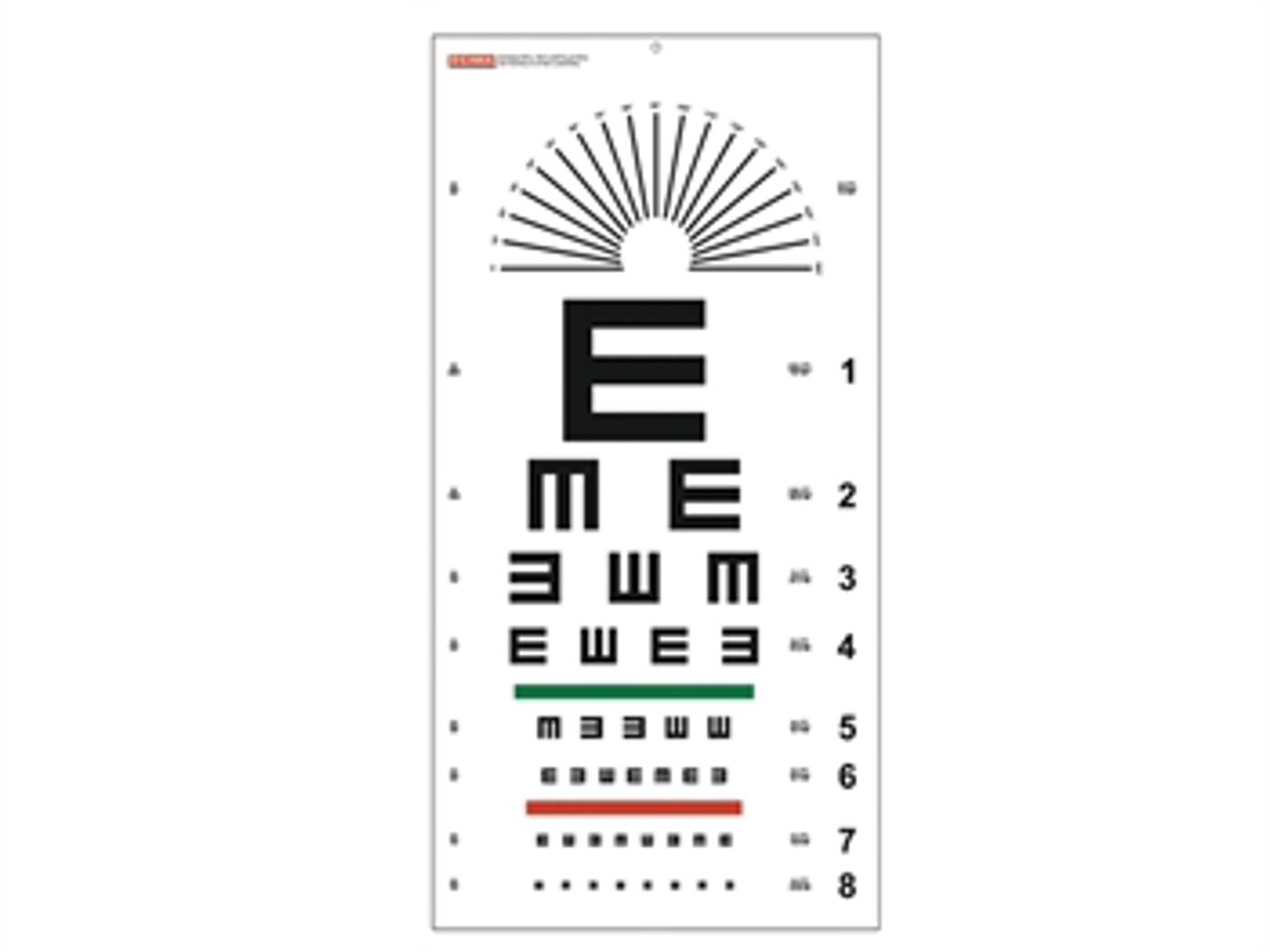 SNELLEN TABLICA ZA ISPITIVANJE VIDA TUMBLING "E", 6 m - 28x56 cm