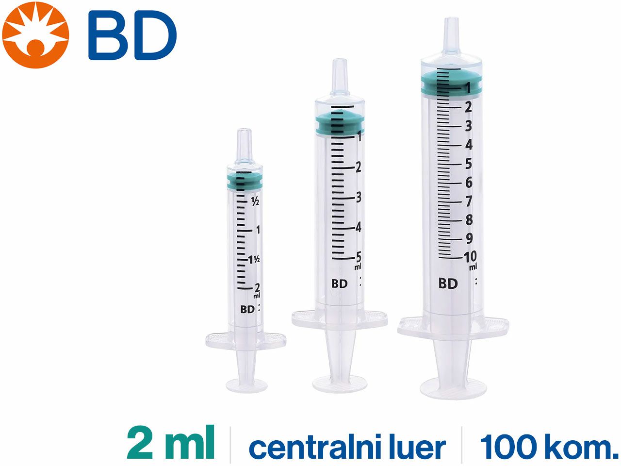 TRODIJELNA ŠPRICA, 2 ml, centralni luer, BD Emerald™