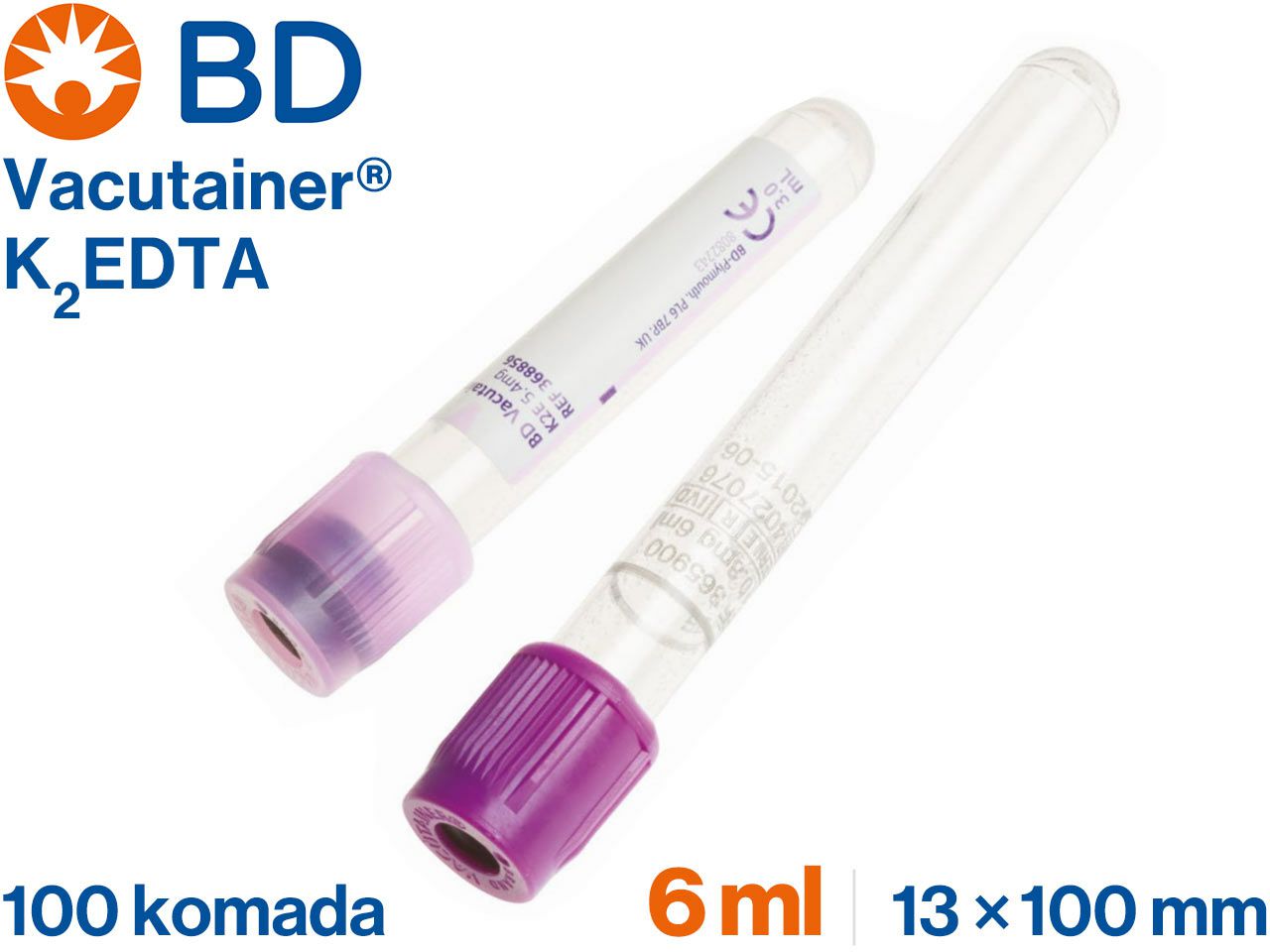 VACUTAINER® K2EDTA, 6 ml, 100 komada