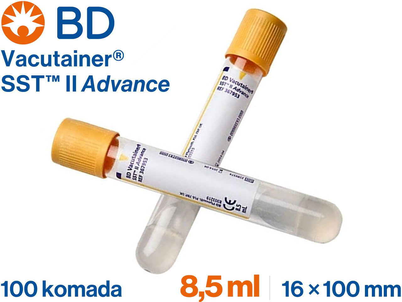 VACUTAINER® SERUM SST II ADVANCE 8.5 ml, 100 komada