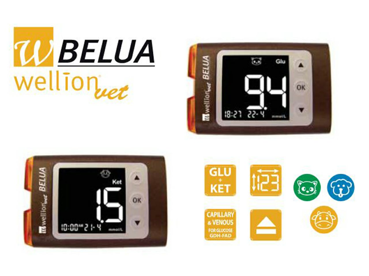 WellionVet BELUA, UREĐAJ ZA MJERENJE GLUKOZE I KETONA